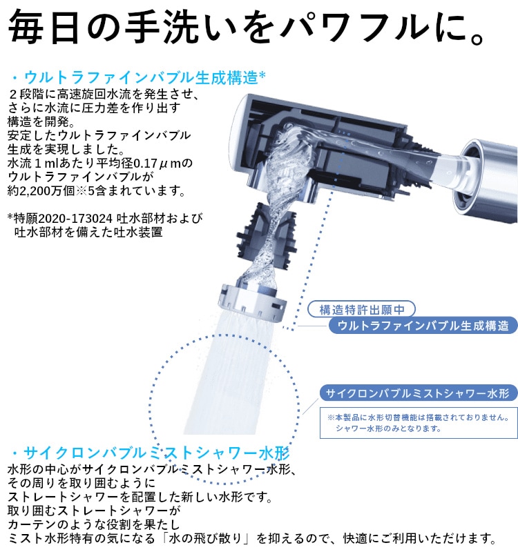 タカギ WU100MN 真新しい シングルレバー洗面混合水栓 キレイスト(メッキ)サイクロンバブルミストシャワー水